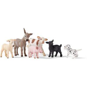 Schleich Farm World 6-Piece Baby Farm Animal Toy Gift Set Including Donkey